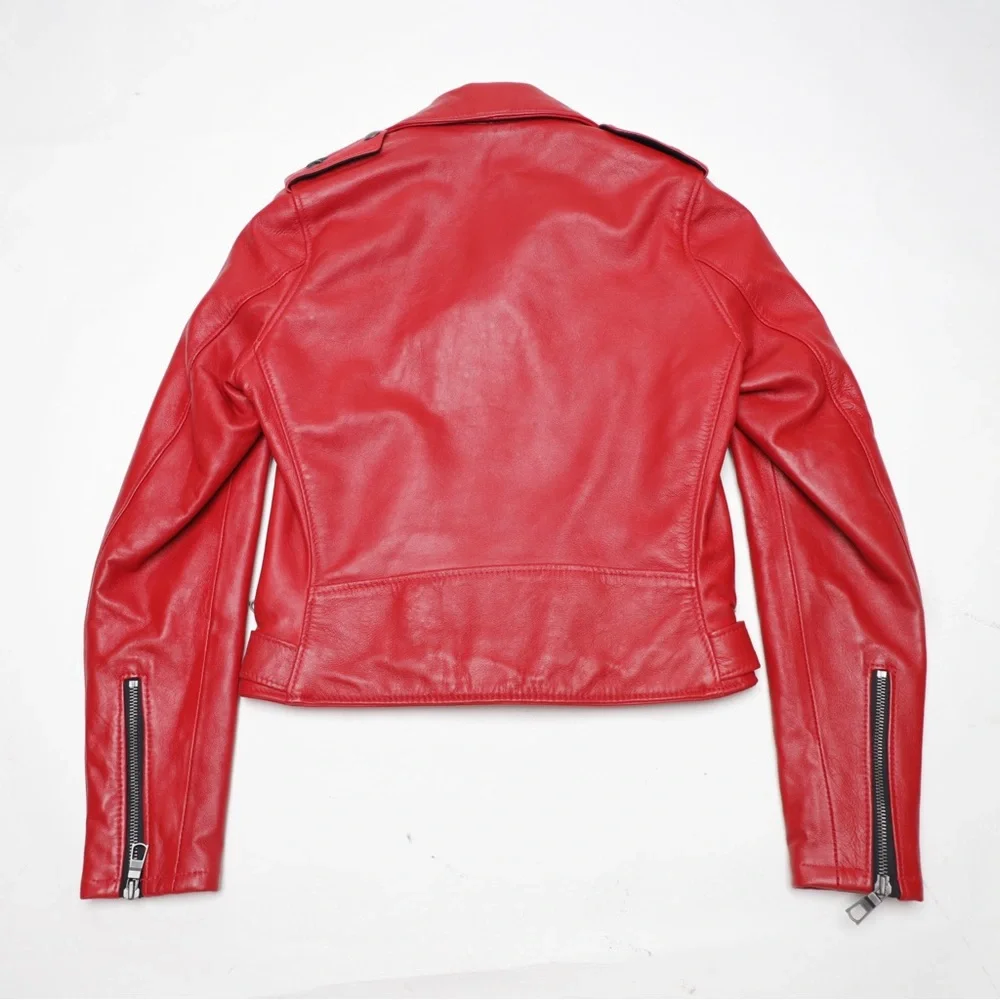 Schott NYC Perfecto Biker Leather Jacket Red Size XS - Picture 3 of 13